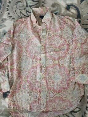 Vintage J. McLaughlin silk/cotton Button-Down Paisley Print